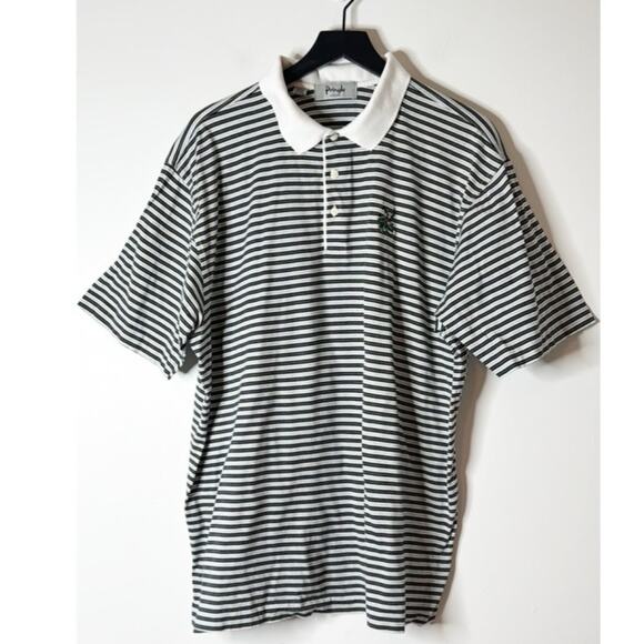 Pringle Scotland Golf Embroidered men’s black white short sleeve polo Large - Picture 1 of 4